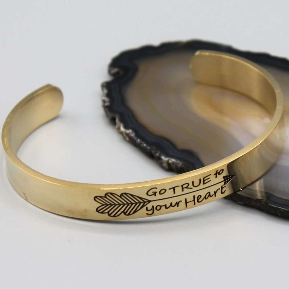 Jewelry bracelet cuff Go True to Your Heart gold tone fashion inspiration new